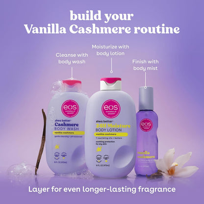 eos Shea Better Body Lotion- Vanilla Cashmere, 24-Hour Moisture, 16 fl oz