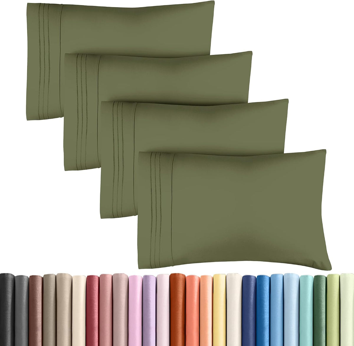 Queen Pillow Cases Set of 4 - Ultra Soft Cozy Pillowcase Covers - Charcoal