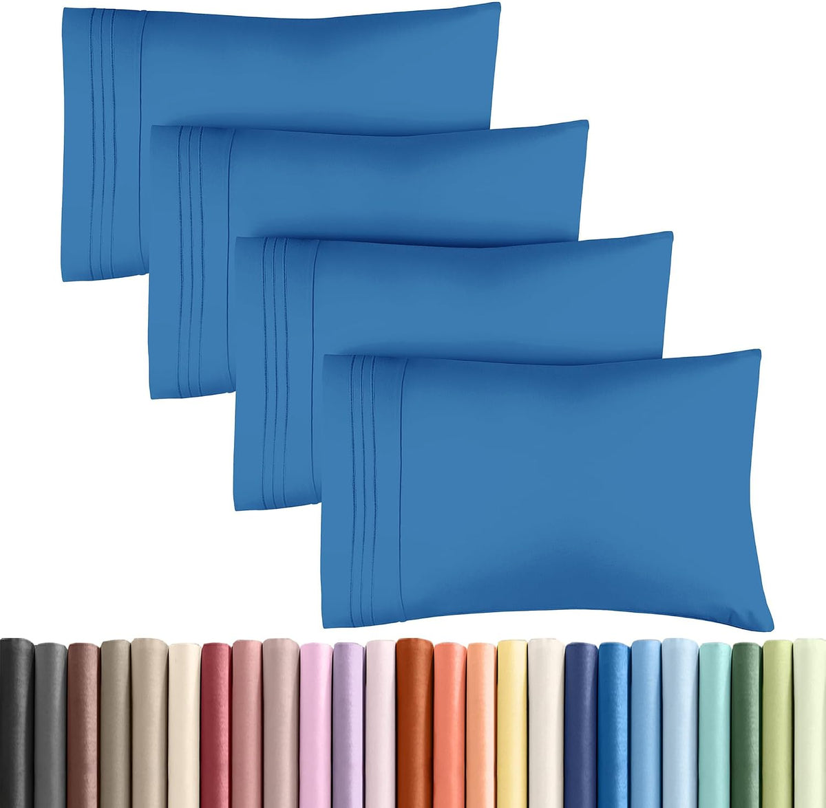 Queen Pillow Cases Set of 4 - Ultra Soft Cozy Pillowcase Covers - Charcoal