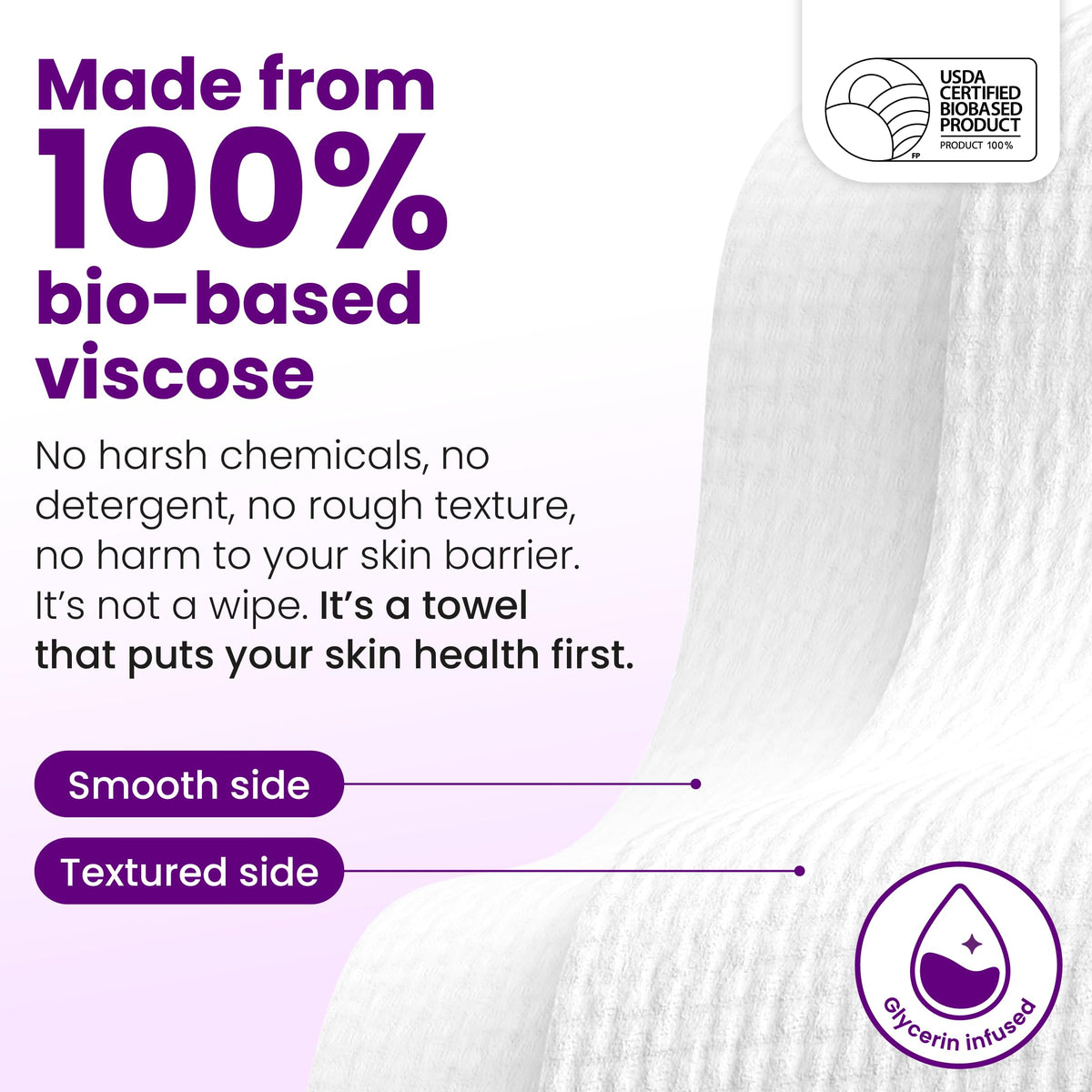Clean Skin Club Clean Towels XL®, 100% USDA Biobased Face Towel, Disposable Face Towelette, Eczema Association Accepted, Makeup Remover Dry Wipes, Ultra Soft, 1 Pack, 50 Ct