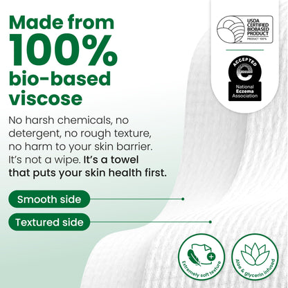 Clean Skin Club Clean Towels XL®, 100% USDA Biobased Face Towel, Disposable Face Towelette, Eczema Association Accepted, Makeup Remover Dry Wipes, Ultra Soft, 1 Pack, 50 Ct