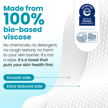 Clean Skin Club Clean Towels XL®, 100% USDA Biobased Face Towel, Disposable Face Towelette, Eczema Association Accepted, Makeup Remover Dry Wipes, Ultra Soft, 1 Pack, 50 Ct