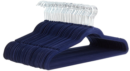 Amazon Basics Slim Velvet Non-Slip Space Saving Suit Clothes Hangers, Closet Organizer, Black, 50-Pack