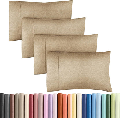 Queen Pillow Cases Set of 4 - Ultra Soft Cozy Pillowcase Covers - Charcoal