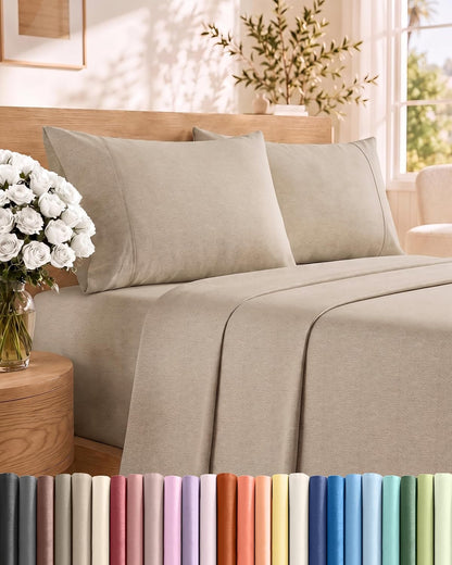 Queen Size 4 Piece Sheet Set - Comfy Breathable &amp; Cooling Sheets - White