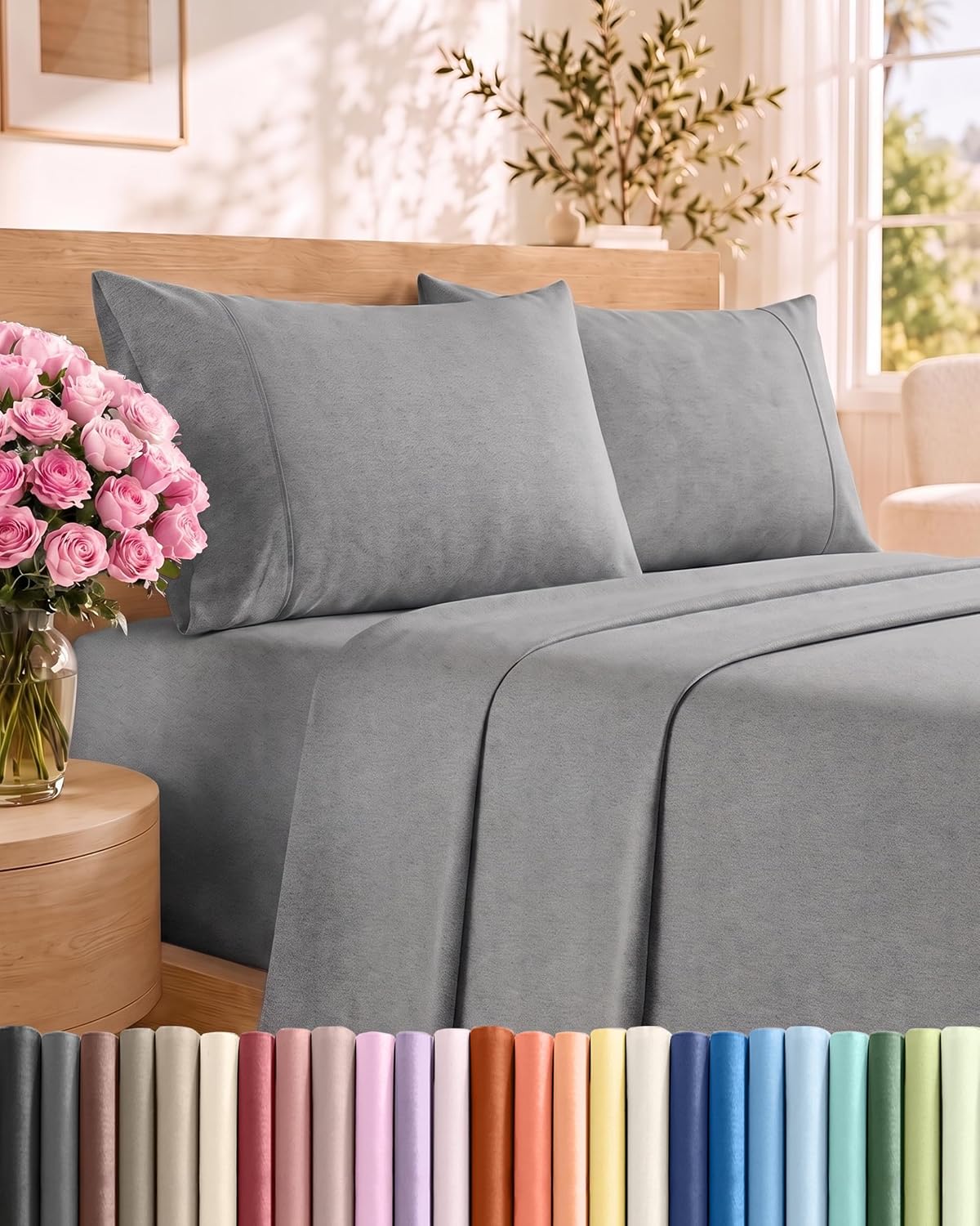 Queen Size 4 Piece Sheet Set - Comfy Breathable &amp; Cooling Sheets - White