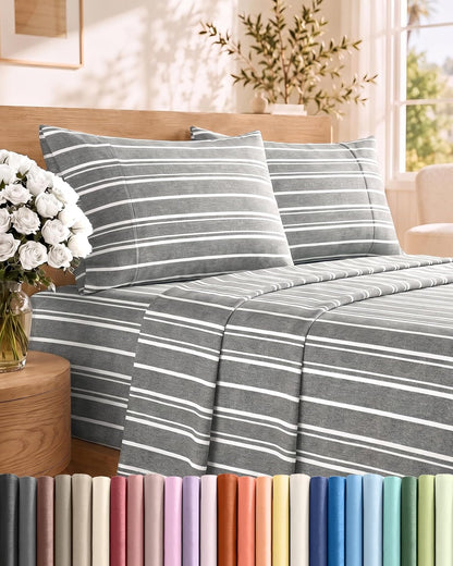 Queen Size 4 Piece Sheet Set - Comfy Breathable &amp; Cooling Sheets - White
